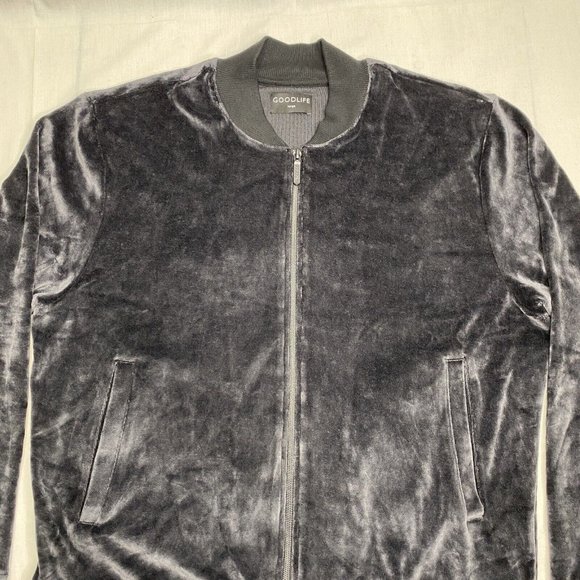NWT Goodlife Charcoal Black Velour Full Zip Sweat Track Jacket Large Loungewear - Picture 12 of 12